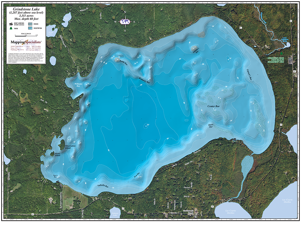 Grindstone Lake Enhanced Wall Map