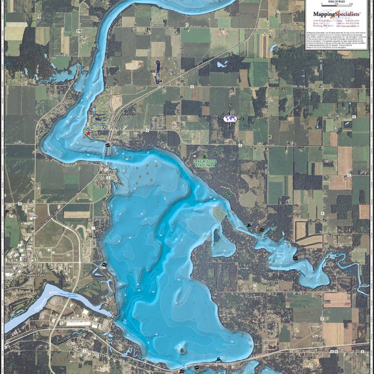 Lake Wissota Wall Map Mapping Specialists Limited