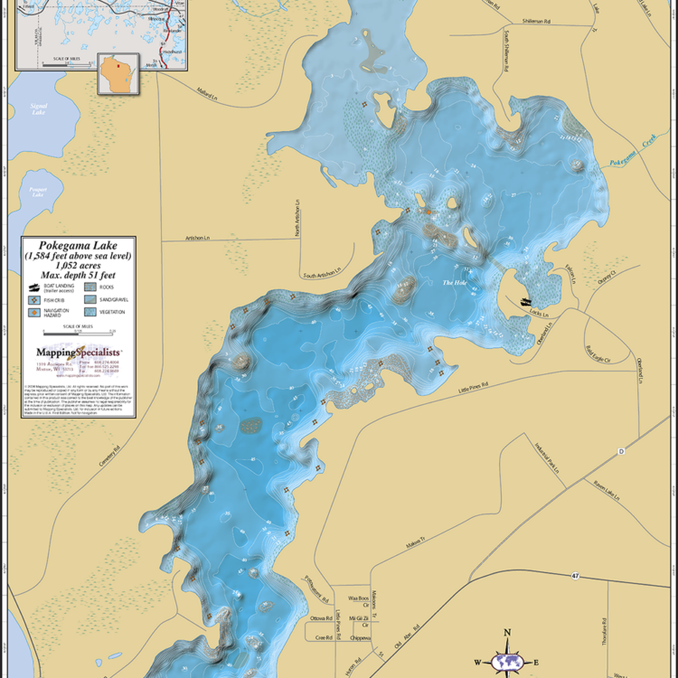 Minong Flowage Wall Map Mapping Specialists Limited